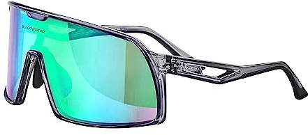 Black Crevice Sportbrille schwarz I Unisex Brille mit zylindrischen Gläsern + Etui & Microfleece-Beutel I Sport Sonnenbrille mit 100% UV-Schutz I Sport Brille mit gummierten Nasenpads & Bügelenden