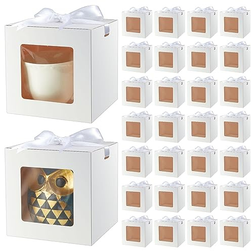 Yeaqee 36 Stück Sublimations-Tassen, Geschenkboxen, transparente Geschenkverpackung, Hochzeits-Kaffeetassen für 325 ml, 340 ml, 425 ml, Blanko-Becher, Boxen für Babyparty, Partygeschenk