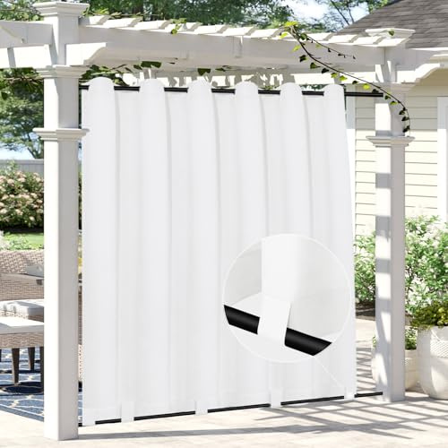 Easy-Going Outdoor-Vorhänge in Leinenoptik, wasserdicht, Winddicht, Veranda-Vorhänge, weiche, verdickte Outdoor-Sichtschutzvorhänge für Terrasse, Pavillon, Ösen Oben und Schlaufen unten, 1 Panel