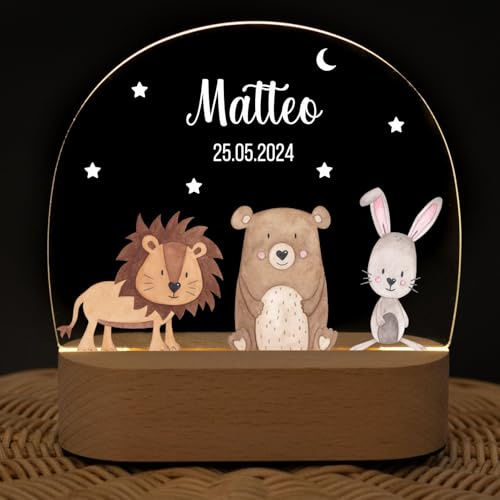 wunderwunsch - Personalisiertes Nachtlicht für Babys - Individuelle Nachttischlampe für Kinder - Personalisierte Geschenke Kinder - Babygeschenk - Geschenk zur Geburt