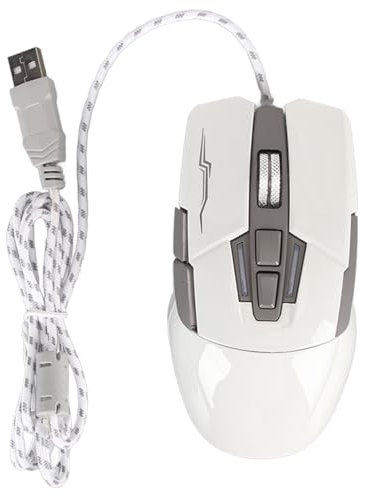 Cyrank Souris De Jeu, Souris D'ordinateur Filaire en Forme De Voiture avec Lumière LED 4 Souris USB Réglables Filaire pour Ordinateur Portable(Blanc)