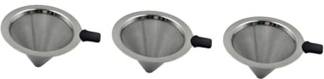 Mobestech Lot De 3 Filtres À Café En Acier Inoxydable Entonnoirs À Double Couche Réutilisables 101 X 80 Mm Pour Une Portion Individuelle