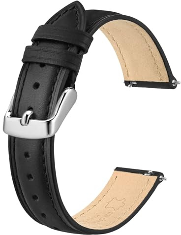 BISONSTRAP Elegante Leder Uhrenarmband, Schnellverschluss, Uhrenarmbänder für Damen und Herren, Kompatibel mit Uhrenanstößen von 12mm 14mm 15mm 16mm 18mm 20mm