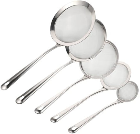 Zerodeko 5piezas Cucharas Espumaderas Filtro De Malla Fina Espumadera Para Pollo Frito Tamiz De Cocina Premium De Acero Inoxidable Para Hornear y Cocinar Para Filtrar Alimentos La Cocina