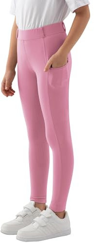 MoFiz Pantaloni Equitazione Bambina Pantaloni alla Zuava a Seduta Intera con Silicone Leggins Equitazione con Tasca per L'Estate Rosa 164-176