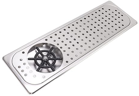 Bar Sink with Glass Rinser Stainless Steel Pitcher Rinser High Pressure Washing Glass Cleaning Rinser with Drain Drip Tray Hose for Bar Coffee Shop (Stainless Steel Color B)