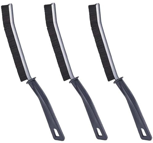 Lonurya 3PCS Black Nylon & Plastic Crevice Cleaning Brush Set for Tiles, Grout & Sink