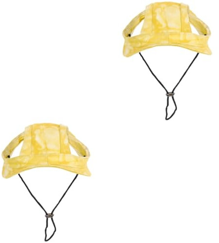 Supvox 2stücke Pet Bucket Hats Für Hunde Verstellbare Sonnenhüte Mit Ohrlöchern Atmungsaktives Material Für Sonnige Für Kleine Und Mittelgroße Hunde Gelb