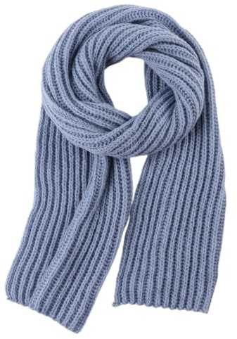 Pesaat Women's Long Knit Scarves - Fashionable Warm Shawl for Ladies & Men (Haze Blue)