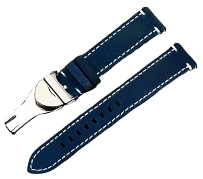 RTRCAGAKM 19 mm, 20 mm, 22 mm, Lederarmband passend for Tudor, passend for Black Bay, Uhrenarmband passend for Black Bay 58, Armband passend for Black Bay Pro(Blue silver 2,19mm)