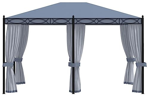 Gartenpavillon Terrassenüberdachung Partyzelt Weidezelt - Pavillon mit Mückennetze 3x4 m Anthrazit Stahl für Garten Party Events Terrasse