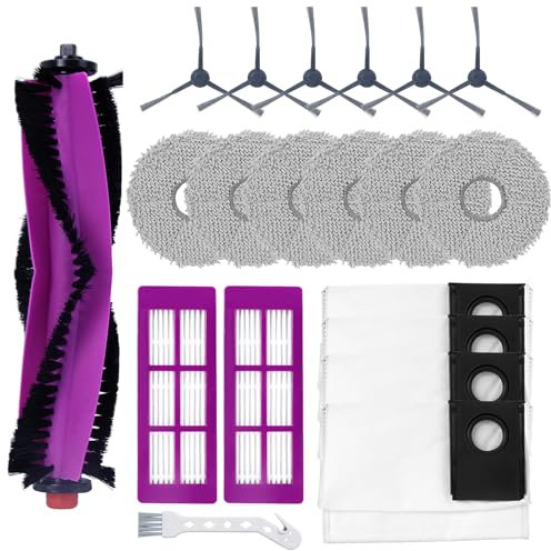 Heykewi 20 Kit d'accessoires pour Eureka J15 Pro Ultra Aspirateur Robot Accessoires, 1 Brosse principale, 6 Brosses latérales, 6 Chiffons, 4 Sacs à poussière, 2 Filtre, 1 Brosse de nettoyage