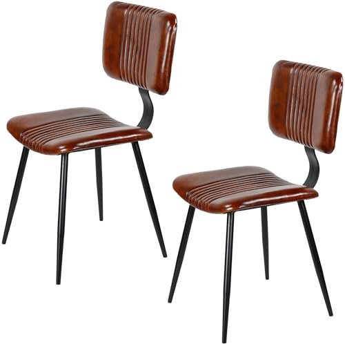 Casa Moro Esszimmerstühle Braun Leder Wartezimmerstühle Stühle 2er-Set Esszimmer Stuhl Lederstuhl Polsterstuhl Essstühle Konferenzstühle