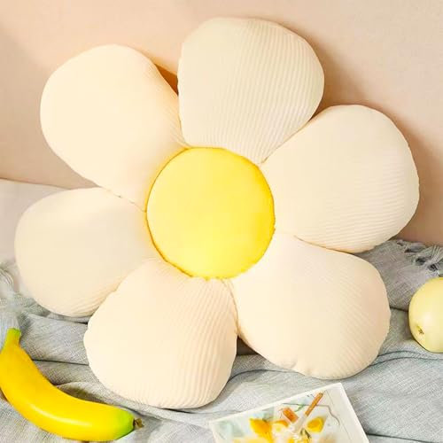 AQCQDQ Niedliches Blumen Bodenkissen Blumenkissen Gelbes bequemen Sitzkissen Blumenbodenkissen, Zierkissen, Stuhlkissen Zierkissenbezüge für Heimdekoration, Kinder, Mädchen (40x40 cm,White Yellow)
