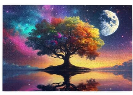 Puzzle Albero della vita 1500 Pezzi Luna Adulti, Puzzle di Legno da Principiante, Giochi Divertenti di Intrattenimento in Famiglia, DIY Creativi Hobby Adulti Uomo/Donna Decorazione Casa Regalo 1T-1120