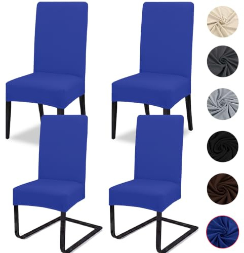 Meision Stuhlhussen 4 oder 6er Set Stretch Stuhlhussen Abnehmbare waschbar Spandex Stuhlüberzug Stuhlbezug Stretch Universale für Hotel, Bankett, Restaurant, Zuhause(4er Set, Marineblau)