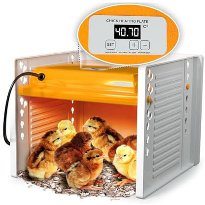 Pesfehhy Plaque Chauffante pour Couveuse de Poussins Chauffage pour Couveuse de Poulets avec Hauteur et Angle Réglables, Contrôle Numérique de la Température Prise UE
