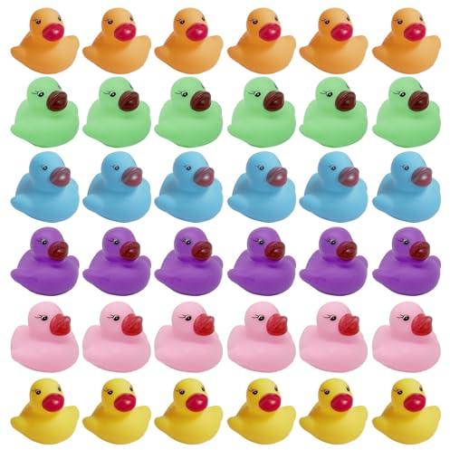 36 Pcs Mini Ducks, Rubber Ducks Bath Toys, Squeaking and Floating Classic Duckies, Small Colorful Ducks Bathtub Toys, Baby Shower Toy Party Decoration, Summer Water Fun Toys