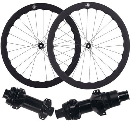 LSRRYD 700C Rennrad-Laufradsatz Carbon-Faser-Felgen 5045mm Höhe Steckachse Scheibenbremse 24/24H Keramische Lager Nabe Für 12 Gang Kassette