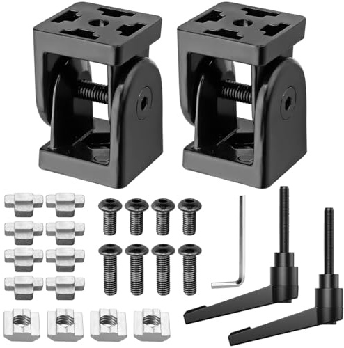 HSEANWWW 2Stück Gelenkverbinder Winkelverbinder Schwarz für 4040 Aluprofil Schlitz Einstellbar Gelenk mit Klemmhebel Drehgelenk für 3D Drucker Aluminium Extrusion Profil nach (2, 4cm*4cm schwarz)