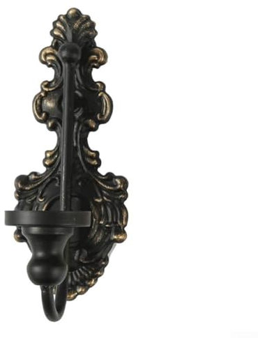 Candelabro de pared de hierro fundido, candelabro cónico vintage, soporte de pared de metal blanco antiguo, luz decorativa para sala de estar y hogar (negro)