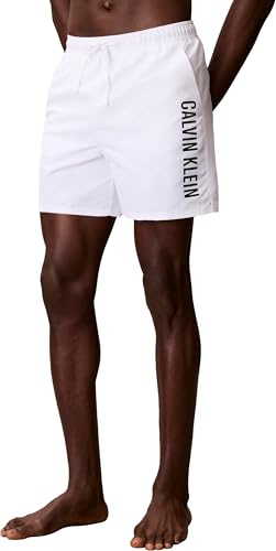 Calvin Klein Uomo Pantaloncino da Bagno Medium Drawstring con Coulisse, Bianco (Classic White), M