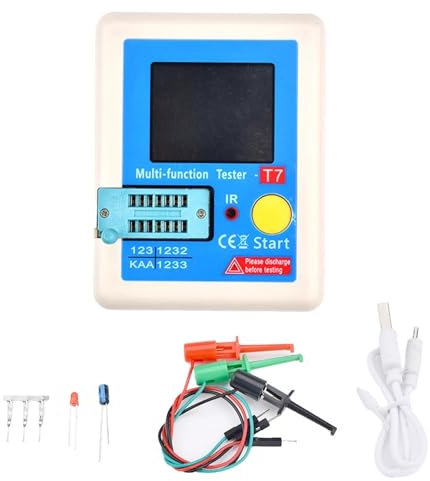 VChics Tester for condensatori ESR LCR Misuratore di capacità Ohm LCR-T7 LCR-TC1 GM328A Tester for Transistor Multimetro Tester Elettrico Mos/PNP/NPN per progetti elettrici(LCR-T7)