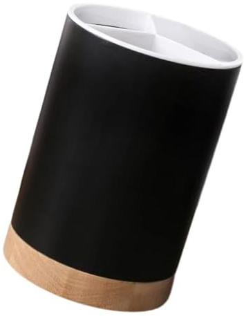 pumpumlia Pots à ustensiles de cuisine spacieux en céramique avec support pivotant en bois Fournitures de cuisine pour comptoir, décoration de ferme, porte-ustensiles