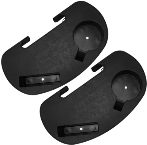 Portavasos Negro Reclinable 2 Piezas de Plástico para Tumbona | Clip-on Instalación, Resistente Intemperie, Fácil de Mantener, Uso en Playa y Camping