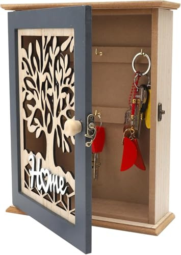 VOSSOT cuelga Llaves Pared, Caja Llaves Pared, Porta Llaves de pareds, Armario Llaves pareds con 6 Ganchos, Caja Grande para Joyas, Objetos,Llaves