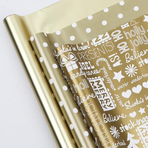 Yebo Geschenkpapier, gold, 3 Rollen, 43 cm x 3 m, DIY-Dekoration für Weihnachten, Geburtstag, Hochzeit (gold)