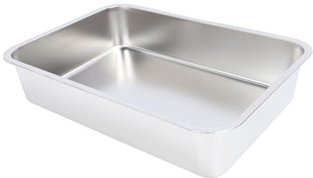 Depisuta Kattsandlåda i Rostfritt Stål, Öppen MetallströSKrkurp Med Höga Sidor Kattungtoalett, Stängkeker Och Non-stick Kattbajslöda, LUKTKONTROLLSTRÖSKRÄK, LÄTT ATT RENGÖD (50 * 35 * 10 cm)