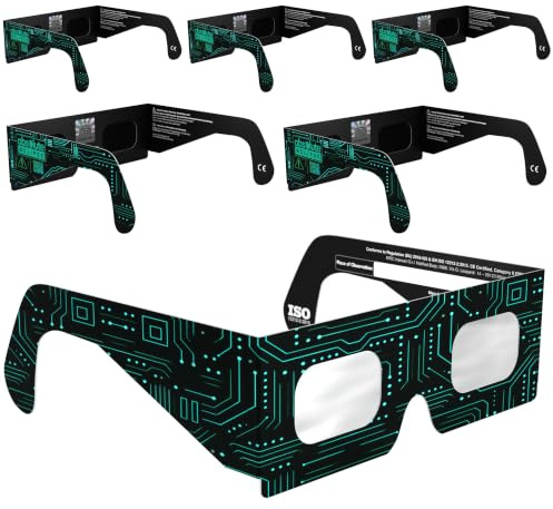 Gafas Eclipse Solar Homologadas ISO 12312-2 CE EPI | Lentes para Eclipse Solar | Fabricante Europeo Reconocido AAS | Eclipse Total España 2026 | Voltage | Pack de 6