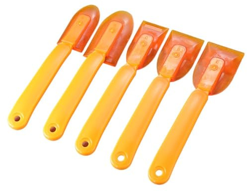 FUANA Juego de herramientas de calafateo de goma, 5 espátulas selladoras reutilizables y esparcidor de acabado de calafateo de silicona para puertas, ventanas, raspado de pared exterior, color naranja