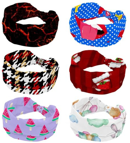 6 diademas elásticas para mujer, divertidas diademas anchas con patrón de labios y boca, diadema antideslizante, banda para el sudor para yoga, entrenamiento, deportes, gimnasio, correr, fitness