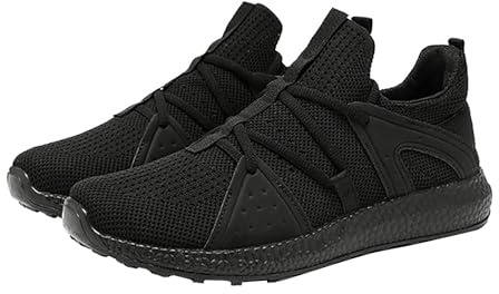 Utomhus herr löparskor tjock sula sportskor runda tår strass sneakers mjuka fotbädd joggingskor halkfria löpning platåsneakers lätta träningsskor träningsskor, svart, 42 EU