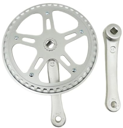 SylvaLexis Fahrrad-Kurbelgarnitur, 46T, quadratisch, konisch, Einzel-Kettenblatt-Set, Aluminiumlegierung, Kurbelarm und Kettenrad für City-Falträder, Ersatz