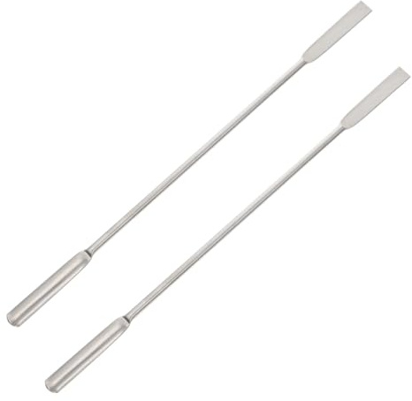 EXHUMKY Spatola da Laboratorio in Acciaio Inox 304 18cm, Set 2 Pezzi Cucchiaio a U e Spatola Piatta, Microspatola per Campionamento e Miscelazione, Utensile per Esperimenti Scientifici