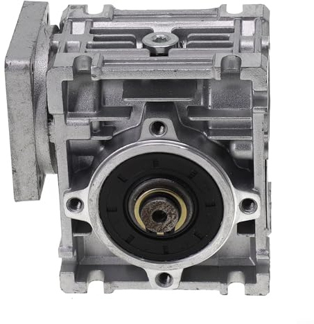 Gettimore Cambio a vite senza fine NMRV030 per motore NEMA 23, uscita albero 14mm, rapporti 5/7.5/10-80:1, parte di automazione argento (rapporto 10 1)