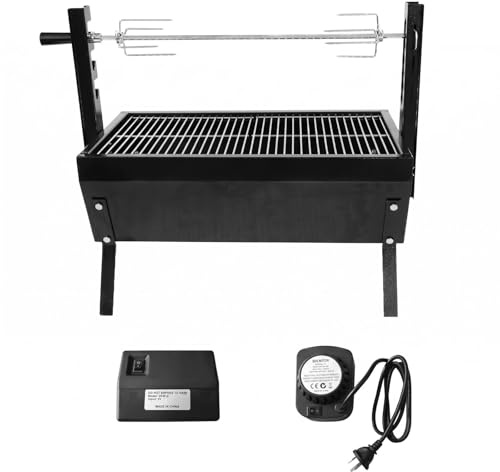 Sharplace Outdoor Rotating Grill Rotisserie Barbecue Grill Cooking Grate Spit System Iron Metal Frame Painted Finish Ventilation Near Base Heat Stability, C03 Charcoal Grill Dual Motor Model