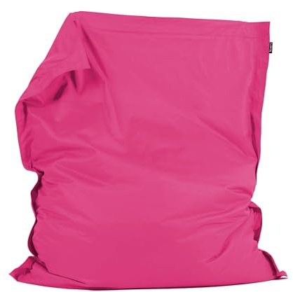 Bean Bag Bazaar Giant Outdoor Bean Bag, Pink, Outdoor Floor Cushion with Water Resistant Fabric, Large Beanbag with Filling Included, 180cm x 140cm, Sun Lounger, Garden Chair, Garden Seating