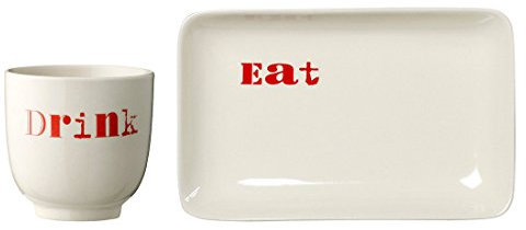 Bloomingville Eat & Drink Motto Mug and Snack Plate Set