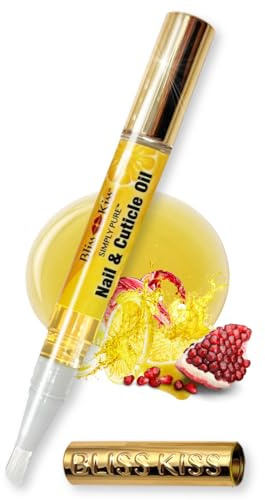 Bliss Kiss | 1 Crisp Fragrance | Nail Oil Cuticle Pen w/Vitamin E & Jojoba⏤Nail Strengthener Nail Growth Serum for Brittle Peeling Breaking Thin Nails