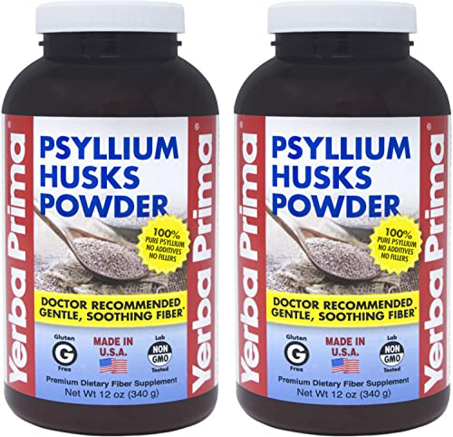 Yerba Prima Psyllium Husk Powder 12 oz (Pack of 2) - Natural Fiber Supplement