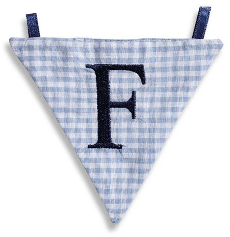 Hansekind Wimpel Wimpelkette mit Namen Buchstabe rosa od. blau Geschenk Taufe (F, Hellblau)