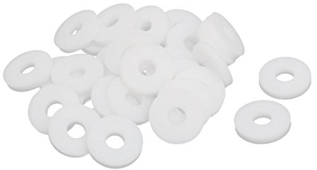 sourcing map 30St PTFE Flache Unterlegscheiben Dichtung 18mm AD 6mm ID 3mm Dicke Weiß