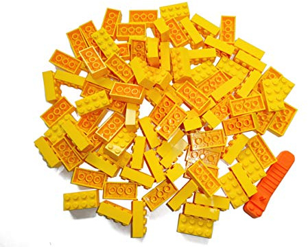 Lego® Classic 3001 2x4 Steine gelb - 100 Stück Bausteine - Ideale Ergänzung für kreative Lego® Projekte - Hochwertige Lego® Konstruktionssteine für Kinder und Erwachsene