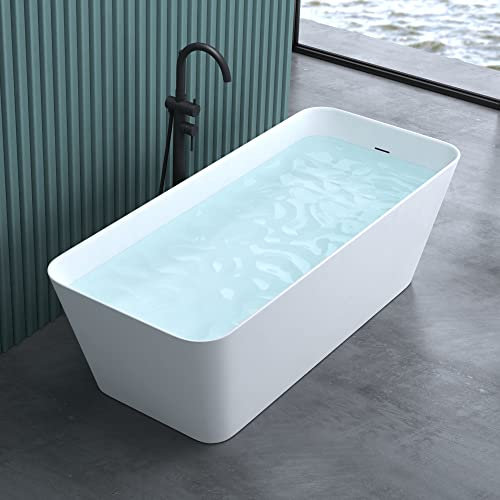 doporro Freistehende Design-Badewanne Vicenza901 170x50x58cm mit Überlauf aus Mineralguss in Weiß matt