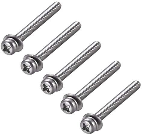M4 x 50 mm Edelstahl Phillips mit Zylinderkopfschrauben kombinierbar mit Federring und flachen Unterlegscheiben, 5 Stück