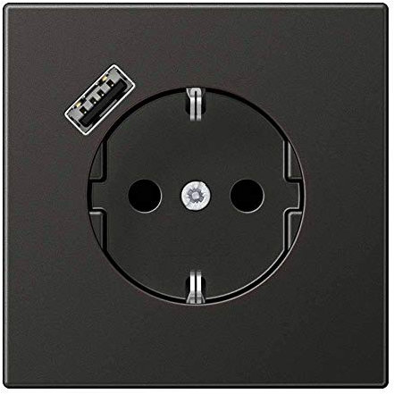 Jung AL1520-18AAN-L SCHUKO-Steckdose mit USB Typ A (max. 3A) Quick Charge mit erhöhtem Berührungsschutz (lackiertes Metall) Anthrazit Serie LS